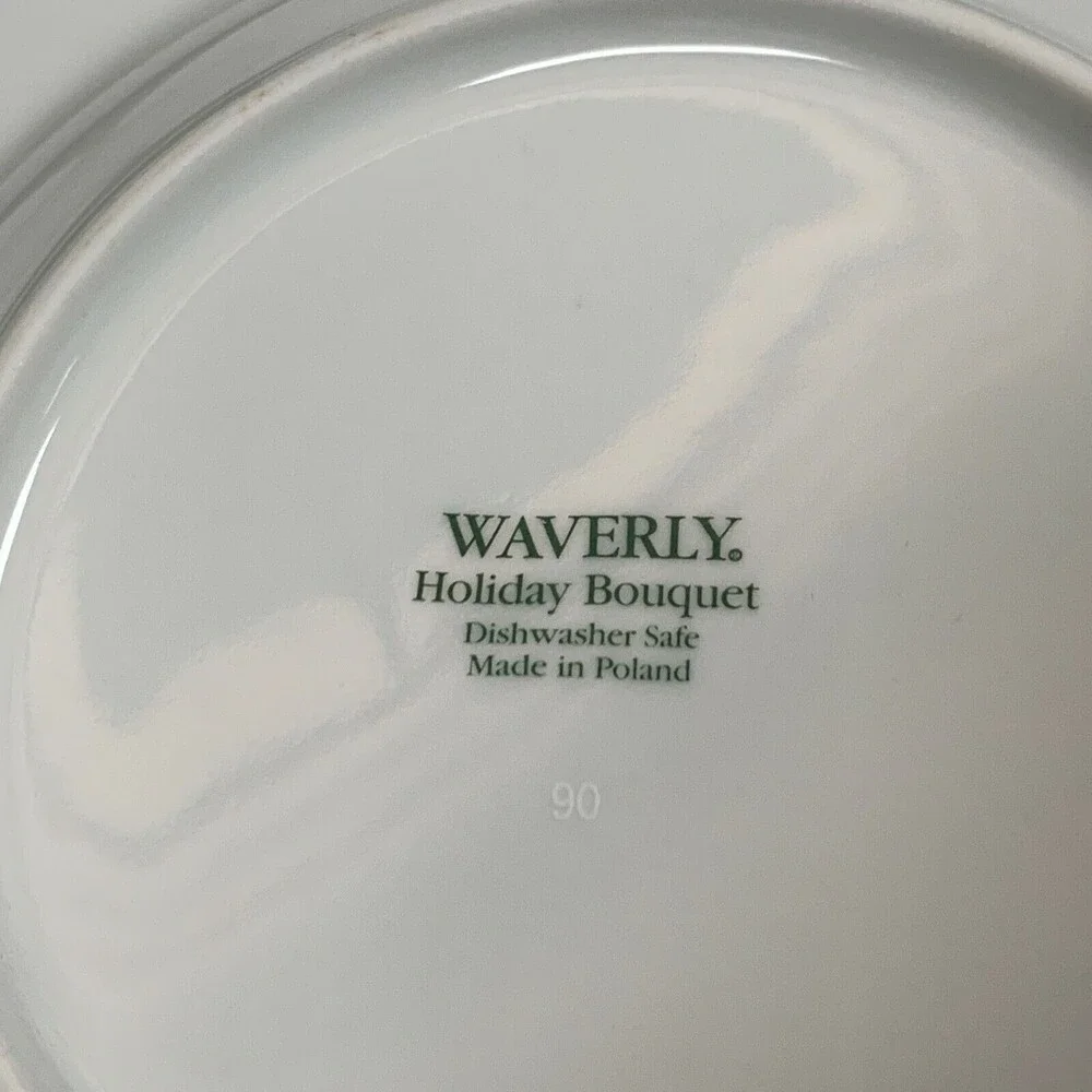 Holiday Bouquet Waverly Soup‎ Cereal Bowls Holly Berries 9 Gold Trim Lot of 3